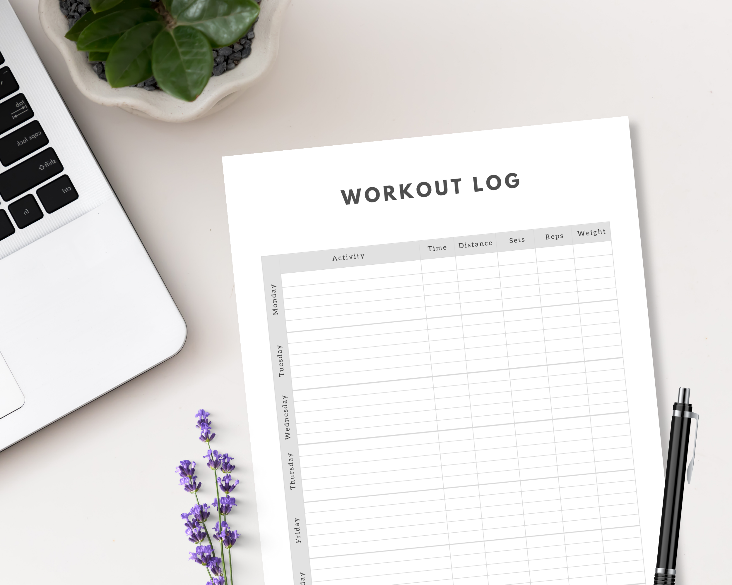 Workout Tracker | Instant Download | Canva Template