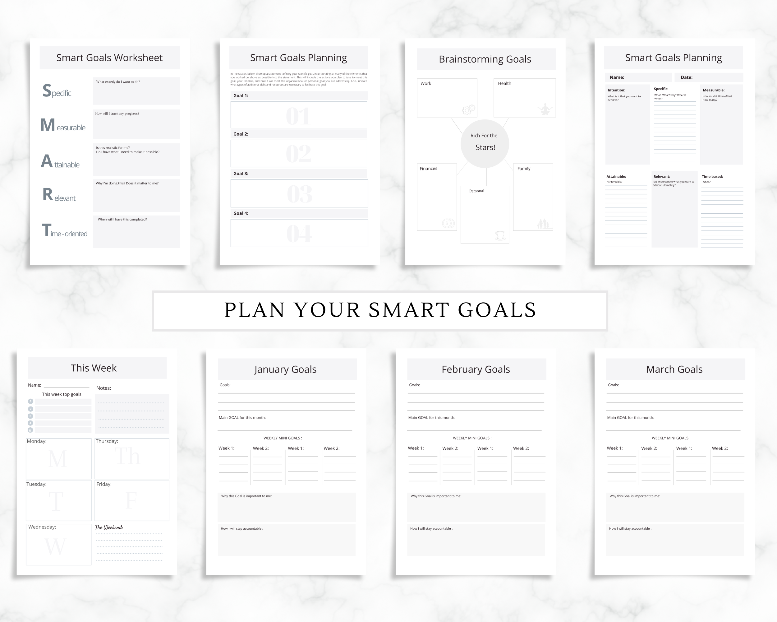 Minimal SMART Goal Planner Pages