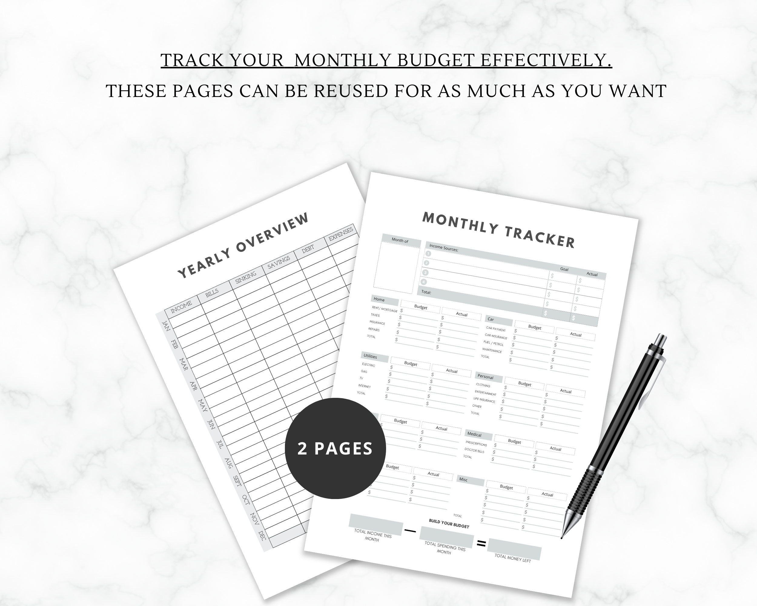 Monthly Budget Tracker | Editable Canva Template