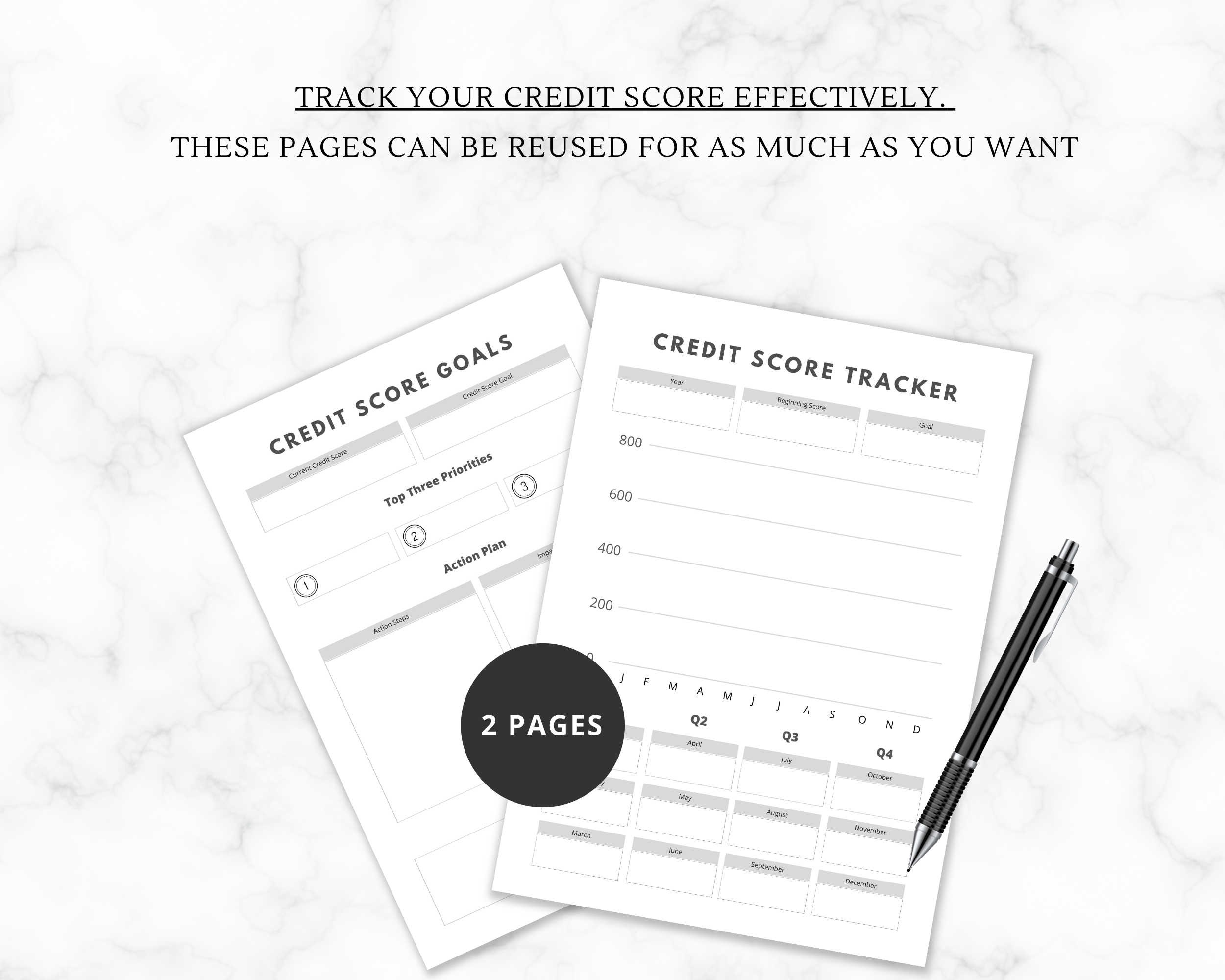 Credit Score Tracker, Instant Download Editable Canva, Digital Planner Template