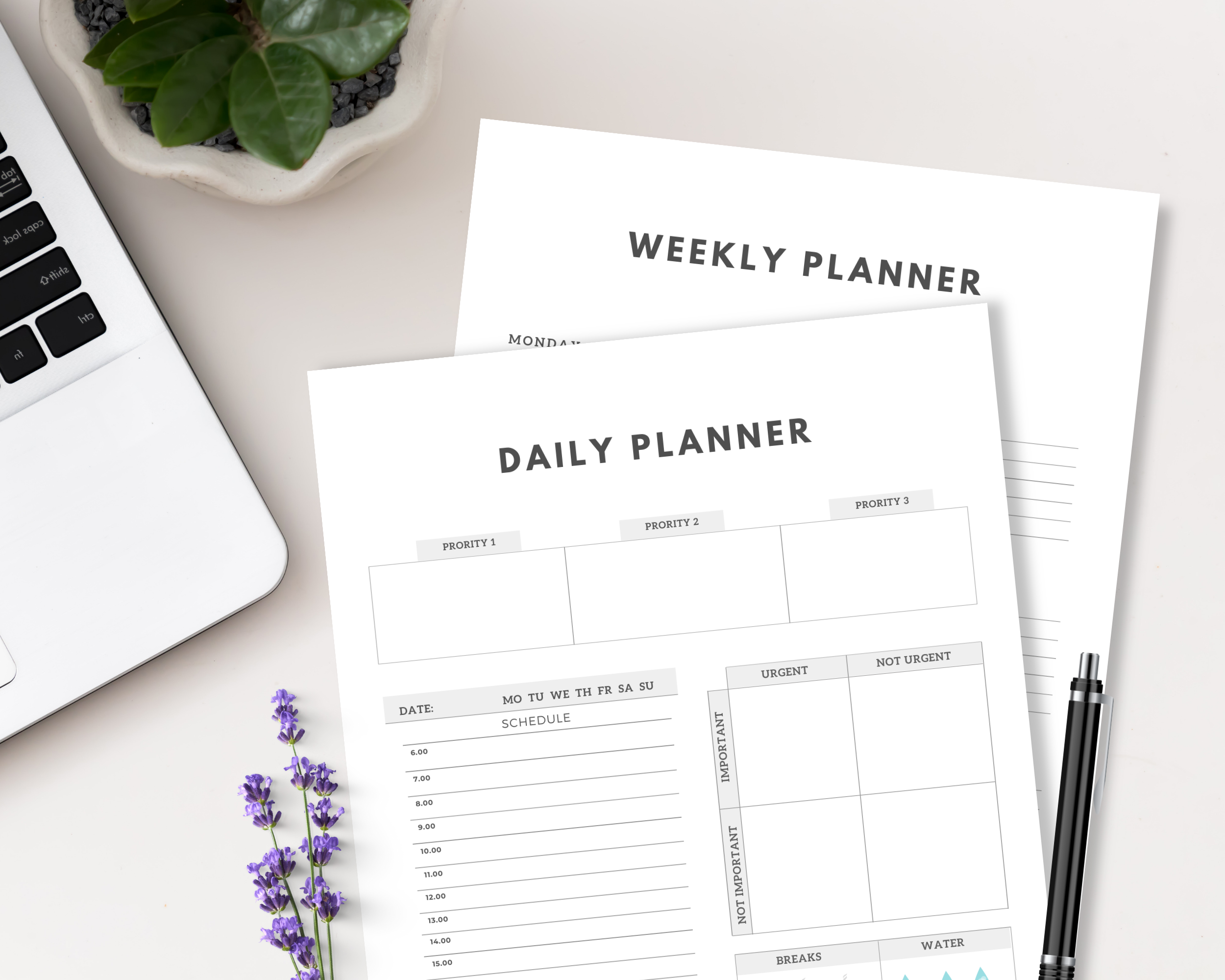 Daily Planner | Weekly Planner | Monthly Organizer | Yearly Organizer | Canva Template A4