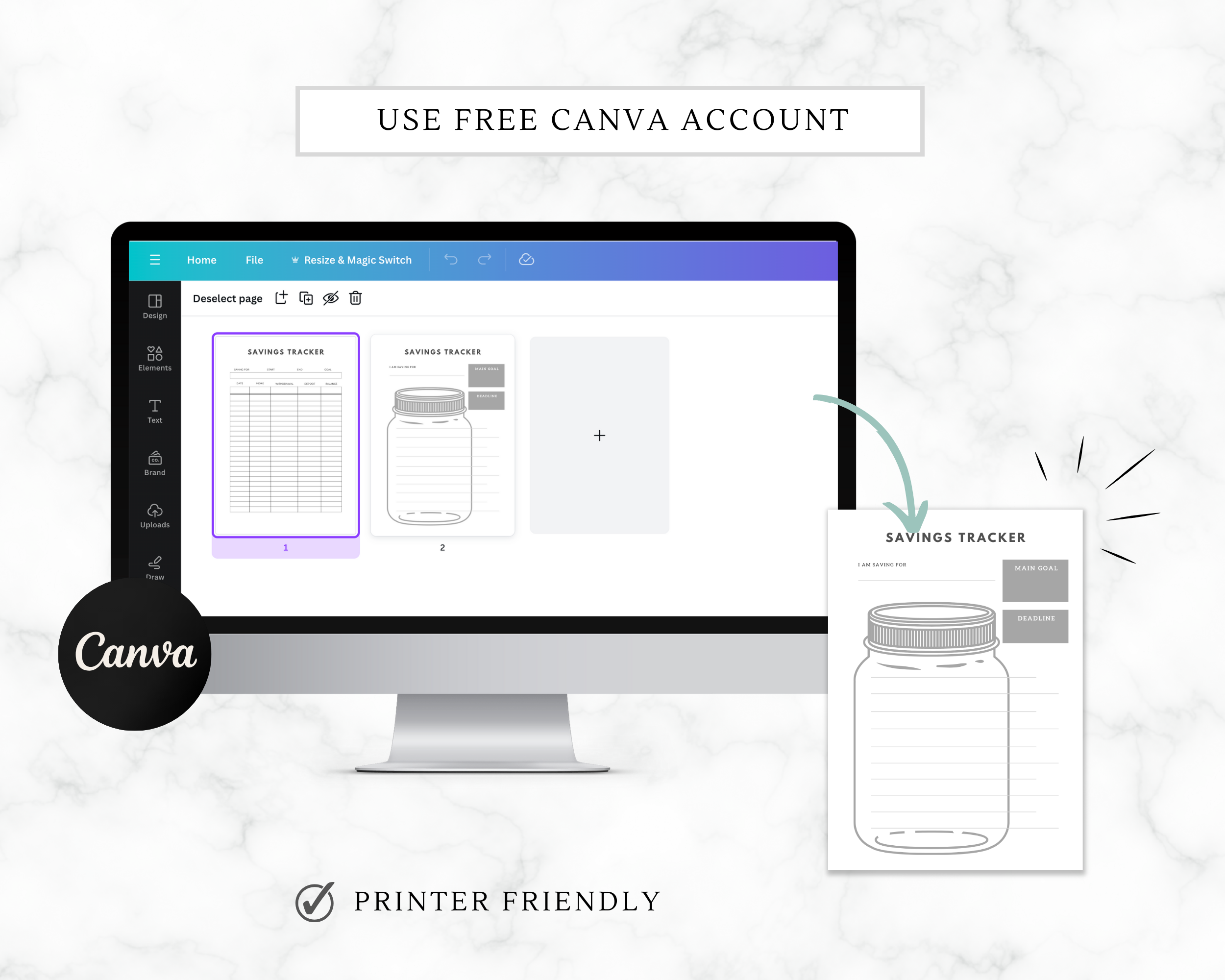 Savings Tracker | INSTANT DOWNLOAD EDITABLE | CANVA TEMPLATE