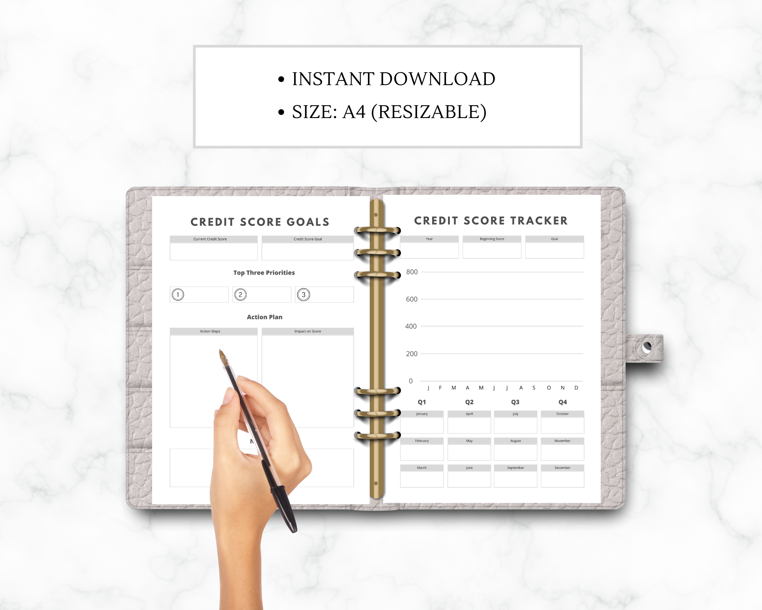 Credit Score Tracker, Instant Download Editable Canva, Digital Planner Template