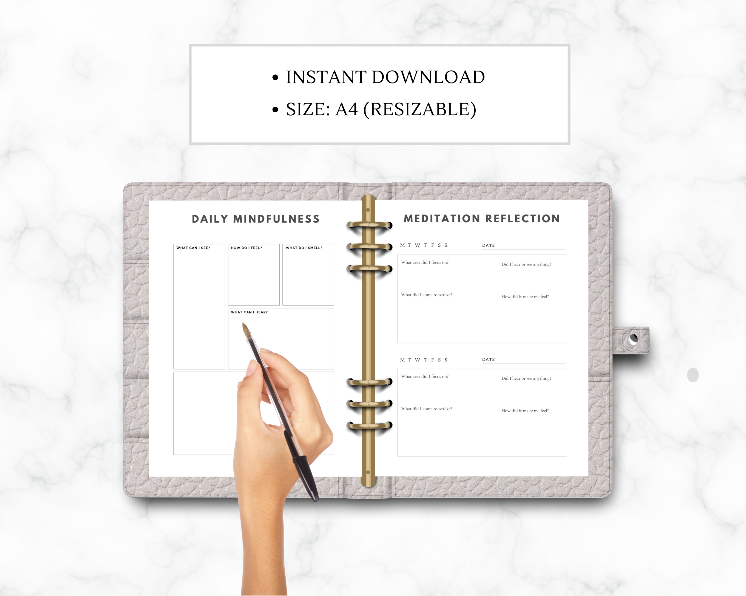 Meditation Tracker, Canva Template, Instant Download